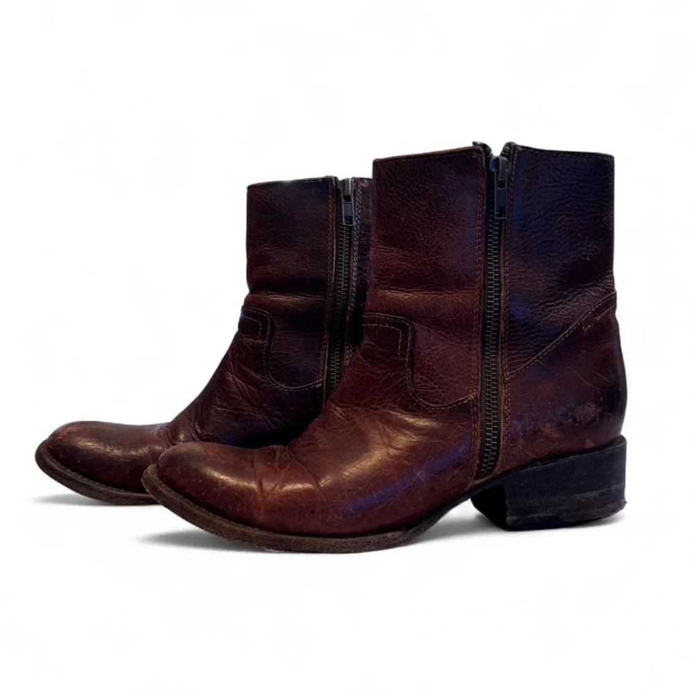 Freebird Dark Brown Leather Ankle Boots - Picture 2 of 5